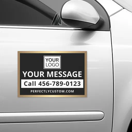 Business service logo black white golden gradient car magnet Business service logo black white golden gradient car magnet