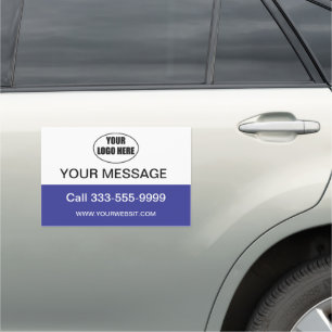 Business service logo Bleu And White car magnet