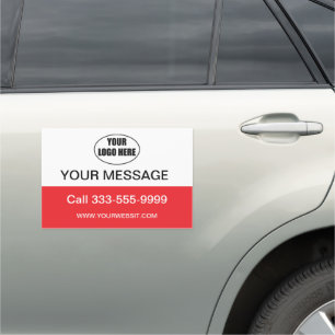 Business service logo Red And White car magnet