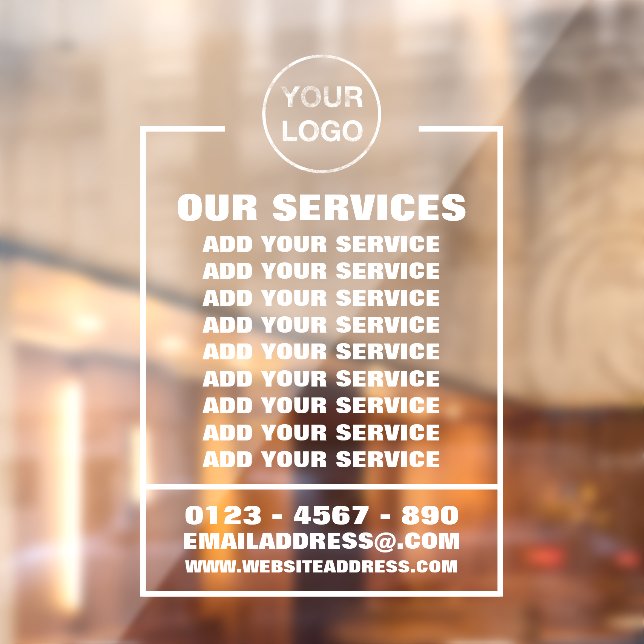 Business Services, Information and Logo Window Cling (Sheet 2)