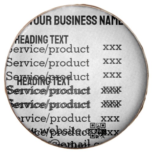 Business services products price list menu card  chocolate covered oreo