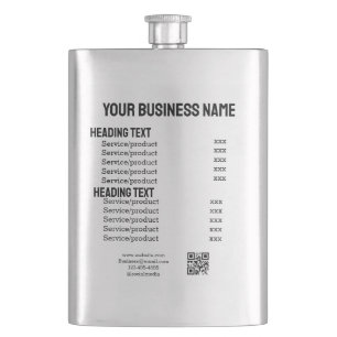 Business services products price list menu card flask