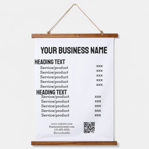 Business services products price list menu card  hanging tapestry