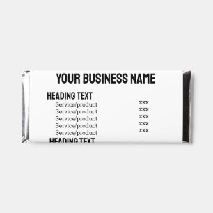 Business services products price list menu card hershey bar favors