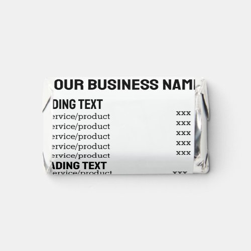 Business services products price list menu card  hersheys miniatures