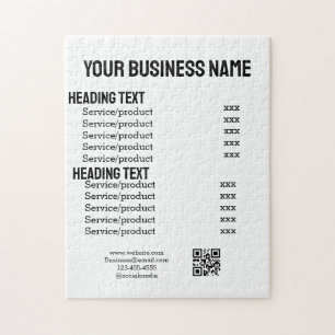 Business services products price list menu card  jigsaw puzzle