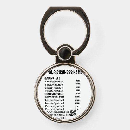 Business services products price list menu card  phone ring stand