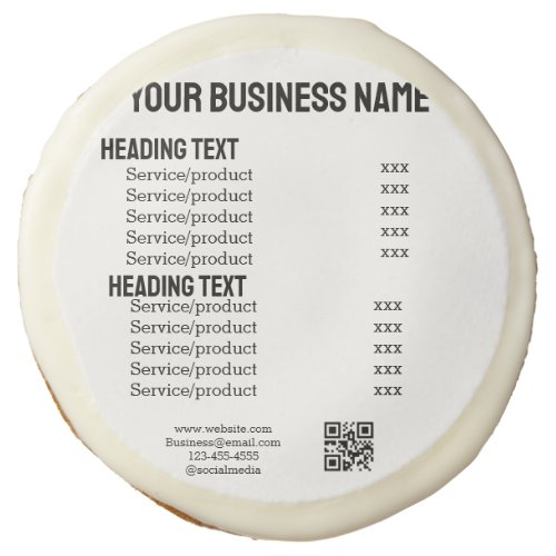 Business services products price list menu card  sugar cookie