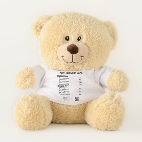 Business services products price list menu card  teddy bear