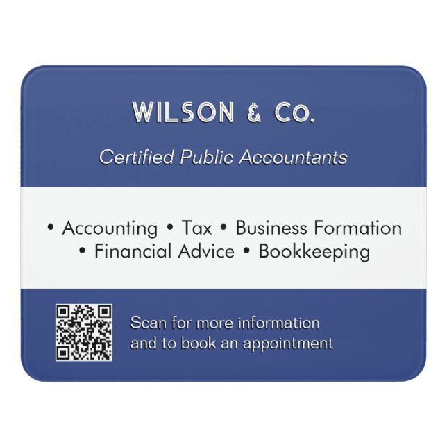 Business Services Professional Accountant Office Door Sign (Contemporary Front)