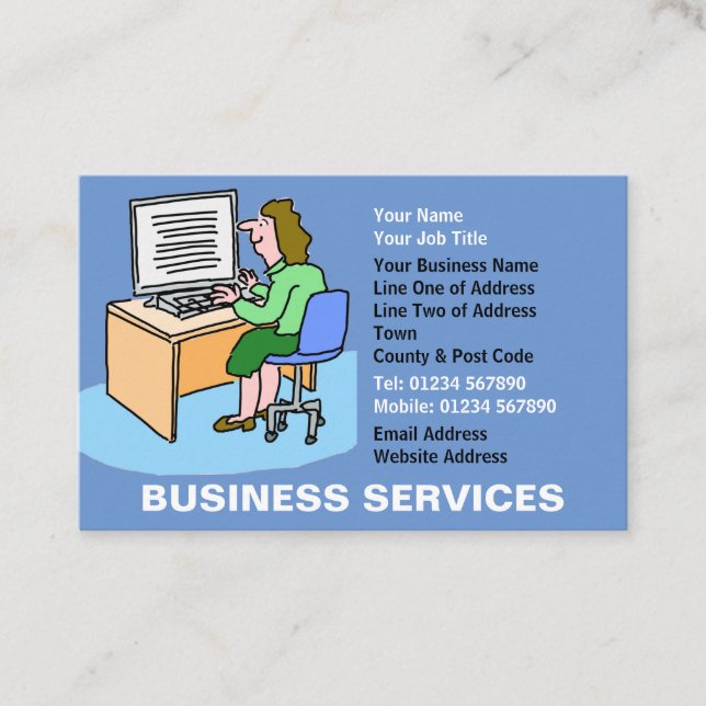 Business Services with Fun Cartoon Business Card (Front)