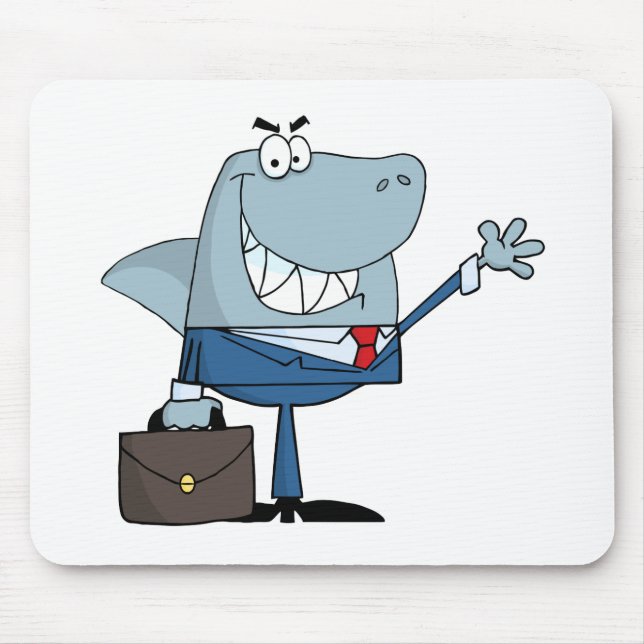 Business Shark Waving A Greeting Mouse Pad (Front)