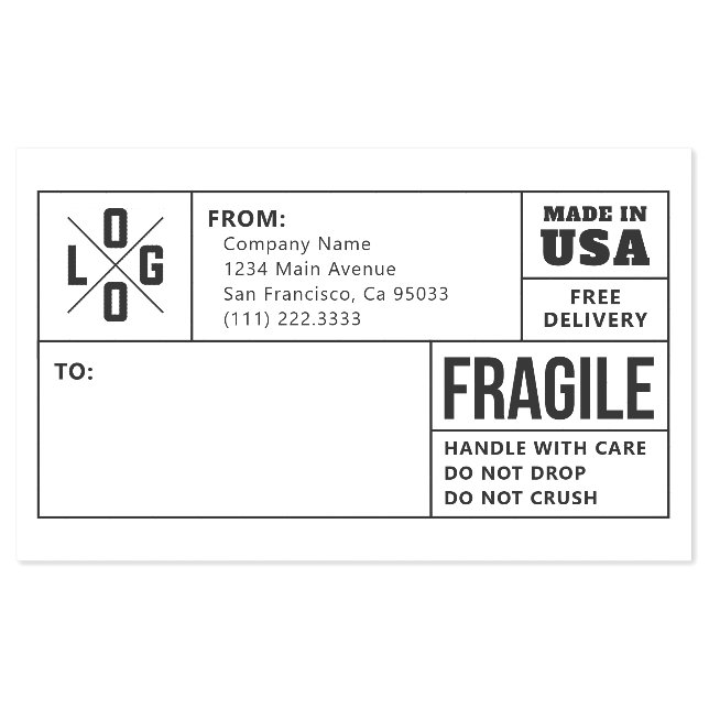 Business Shipping Logo Fragile Warning Self-inking Stamp (Design)