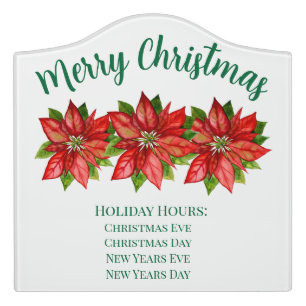 Business Shop Floral Holiday Hours Sign