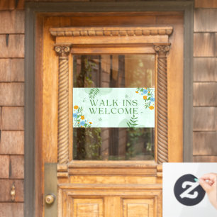 Business Shop Floral Walk Ins Welcome Window Cling