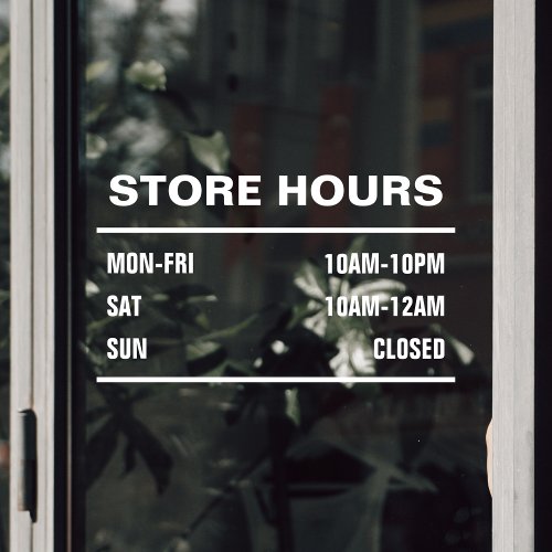 Business Shop Hours of Operation Window Cling