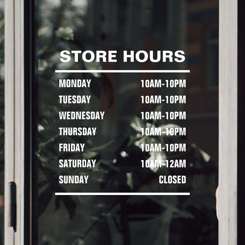 Business Shop Hours of Operation Window Cling