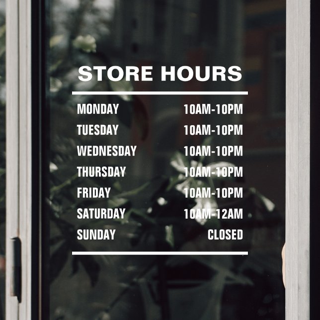 Business Shop Hours of Operation Window Cling (Business Shop Hours of Operation Window Cling)