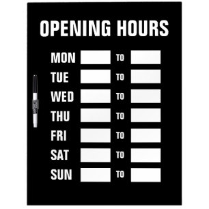 Business shop opening hours custom dry erase board