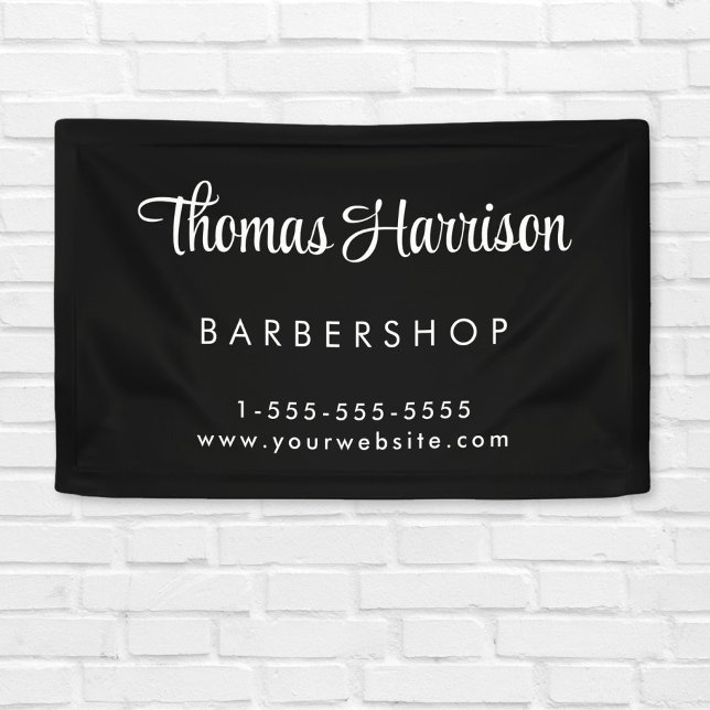 Business Signature Script Black Promotional Banner (Empower your name in our signature script as your logo and brand identity)