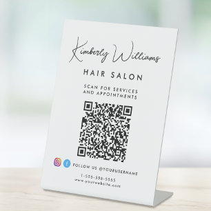 Business Signature Script Monogram QR Code Pedestal Sign