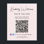 Business Signature Script QR Code Promotional Pink Flyer<br><div class="desc">Chic light pink promotional flyer for your business featuring your name showcased in a stylish signature script and business type below in simple modern lettering. Input your website address to create a QR code for customers and clients to scan for appointments, products, services, hours, etc. Add your instagram and facebook...</div>