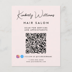 Business Signature Script QR Code Promotional Pink Flyer