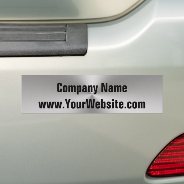 Business Silver and Black Company Name Website Bumper Sticker (On Car)