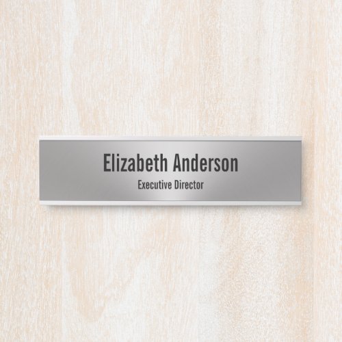 Business Silver and Black Name Job Title Office Door Sign
