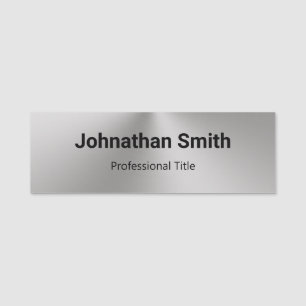 Business Silver and Black Name Professional Title Name Tag