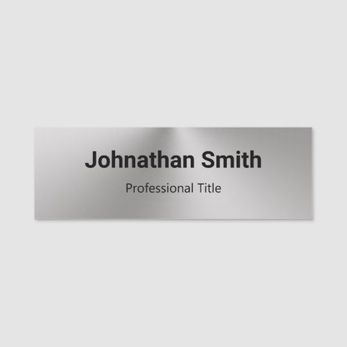 Business Silver and Black Name Professional Title Name Tag