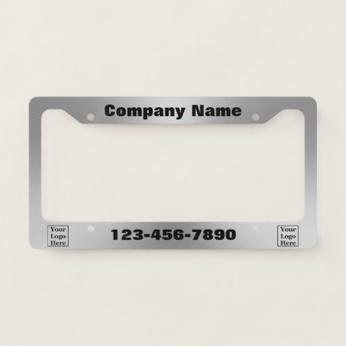 Business Silver and Black Text Your Logo Here License Plate Frame