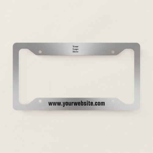 Business Silver and Black Website Text Logo  License Plate Frame