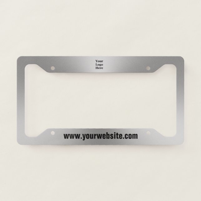 Business Silver and Black Website Text Logo  License Plate Frame (Front)