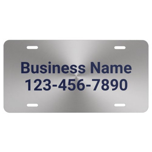 Business Silver and Dark Blue Company Name Number License Plate