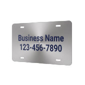 Business Silver and Dark Blue Company Name Number License Plate | Zazzle