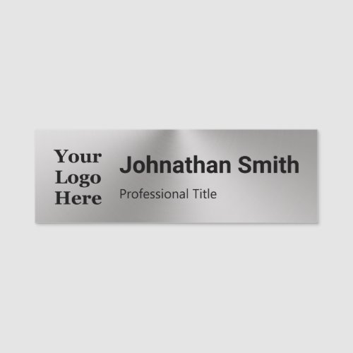 Business Silver Black Name Title Your Logo Here Name Tag