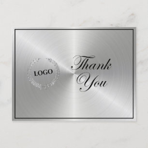 Business Silver Logo Thank You Postcard