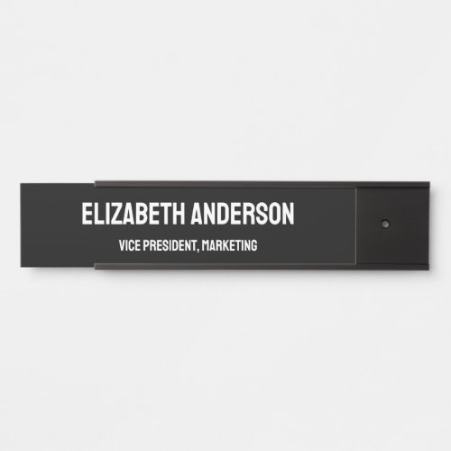 Business Simple Employee's Name & Job Title Black Door Sign