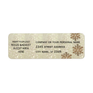 Business simple / insert logo glittery snowflake label