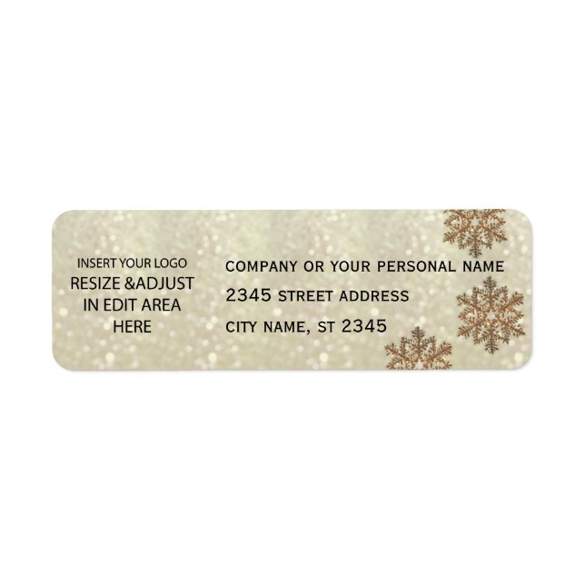 Business simple / insert logo glittery snowflake label (Front)