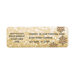 Business simple/ insert logo glittery snowflake label