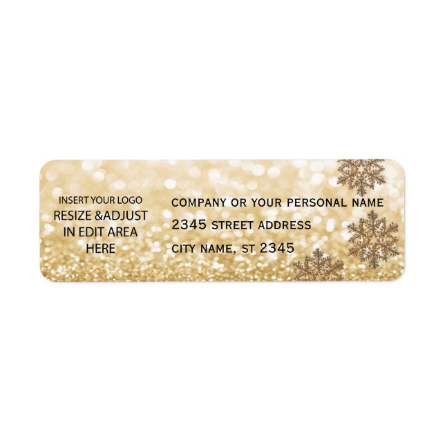 Business simple/ insert logo glittery snowflake label (Front)
