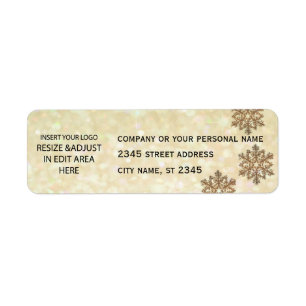 Business simple / insert logo glittery snowflake label