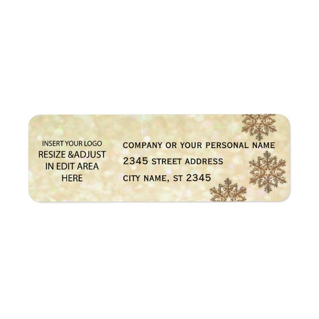 Business simple / insert logo glittery snowflake label (Front)