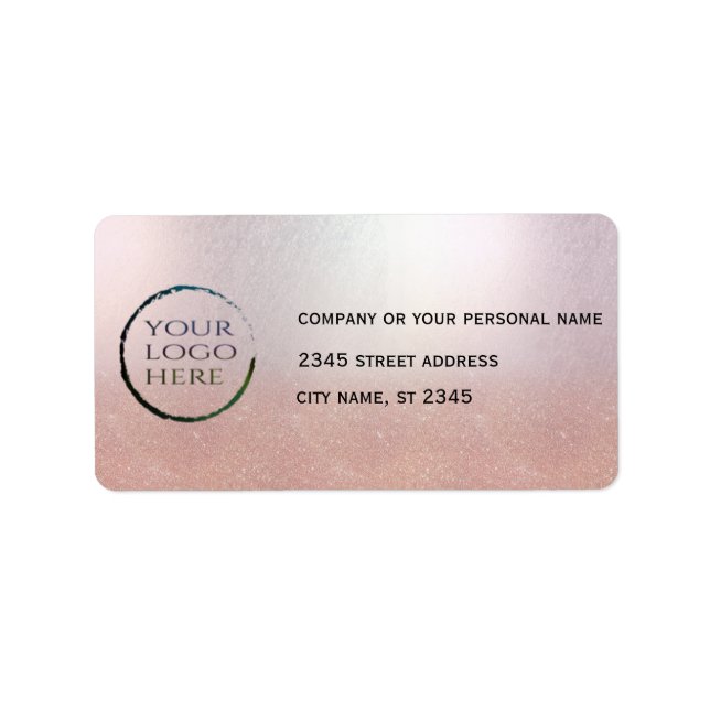 Business simple / insert logo rose gold glittery label (Front)