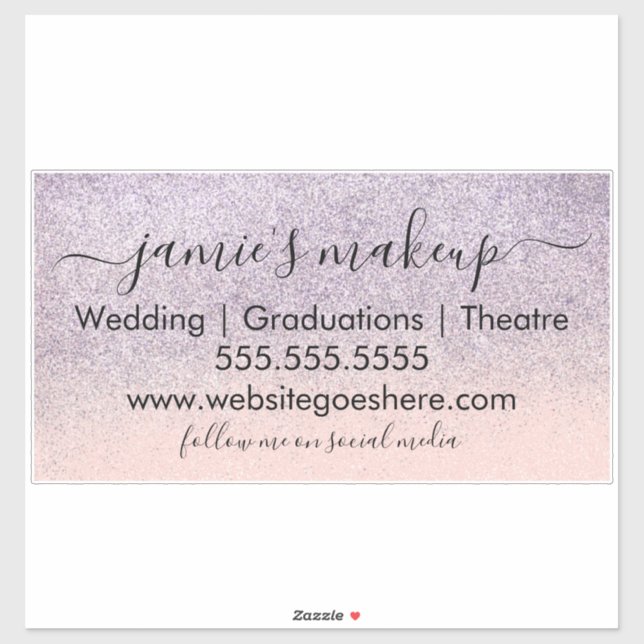 Business Social Media Beauty Pink Faux Glitter  Sticker (Sheet)