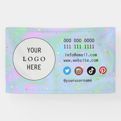 Business Social Media Logo minimalist holographic  Banner