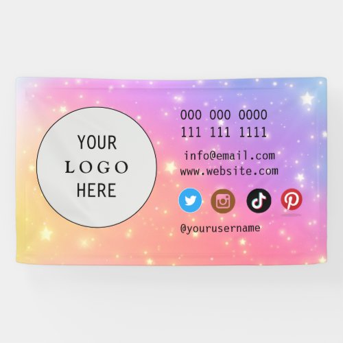 Business Social Media Logo minimalist holographic Banner