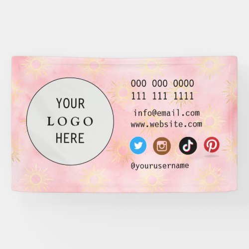Business Social Media Logo white minimalist pink Banner